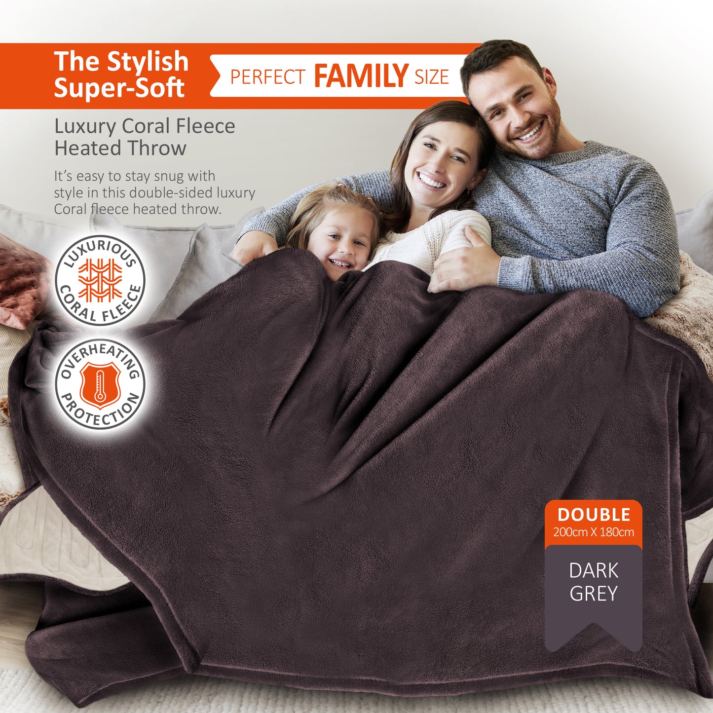 Electric Heated Throw Blanket Digital Controller Timer, 9 Heat Setting, Auto Shutoff 120W