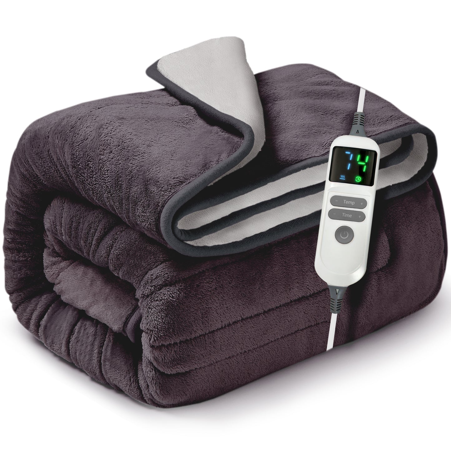 Electric Heated Throw Blanket Digital Controller Timer, 9 Heat Setting, Auto Shutoff 120W
