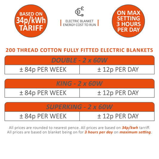 Wärmer 200 Thread Cotton Fully Fitted Electric Blanket