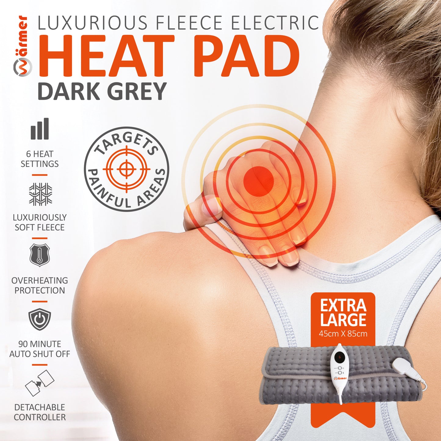 Warmer Heated Pad - Extra Large (45cm x 85cm) - Dark Grey