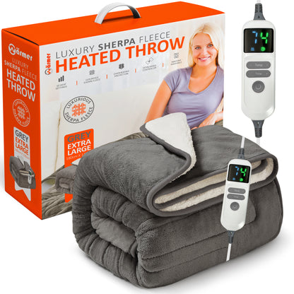 Electric Heated Throw Blanket Digital Controller Timer, 9 Heat Setting, Auto Shutoff 120W
