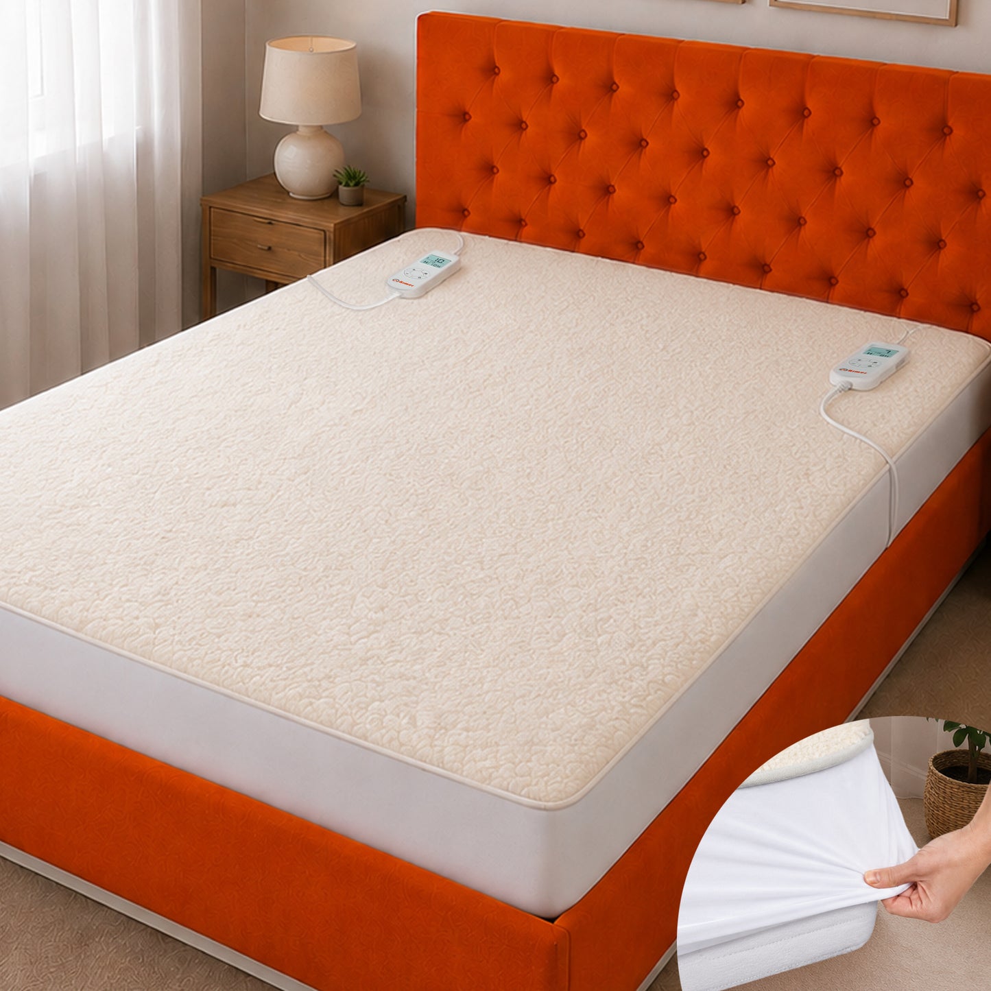 WÄRMER Luxury Fleece Electric Blanket Fully Fitted Heated Mattress Cover, Dual Controller, Machine Washable